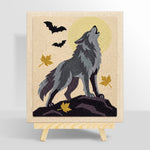 Howling wolf under full moon punch needle kit for beginners