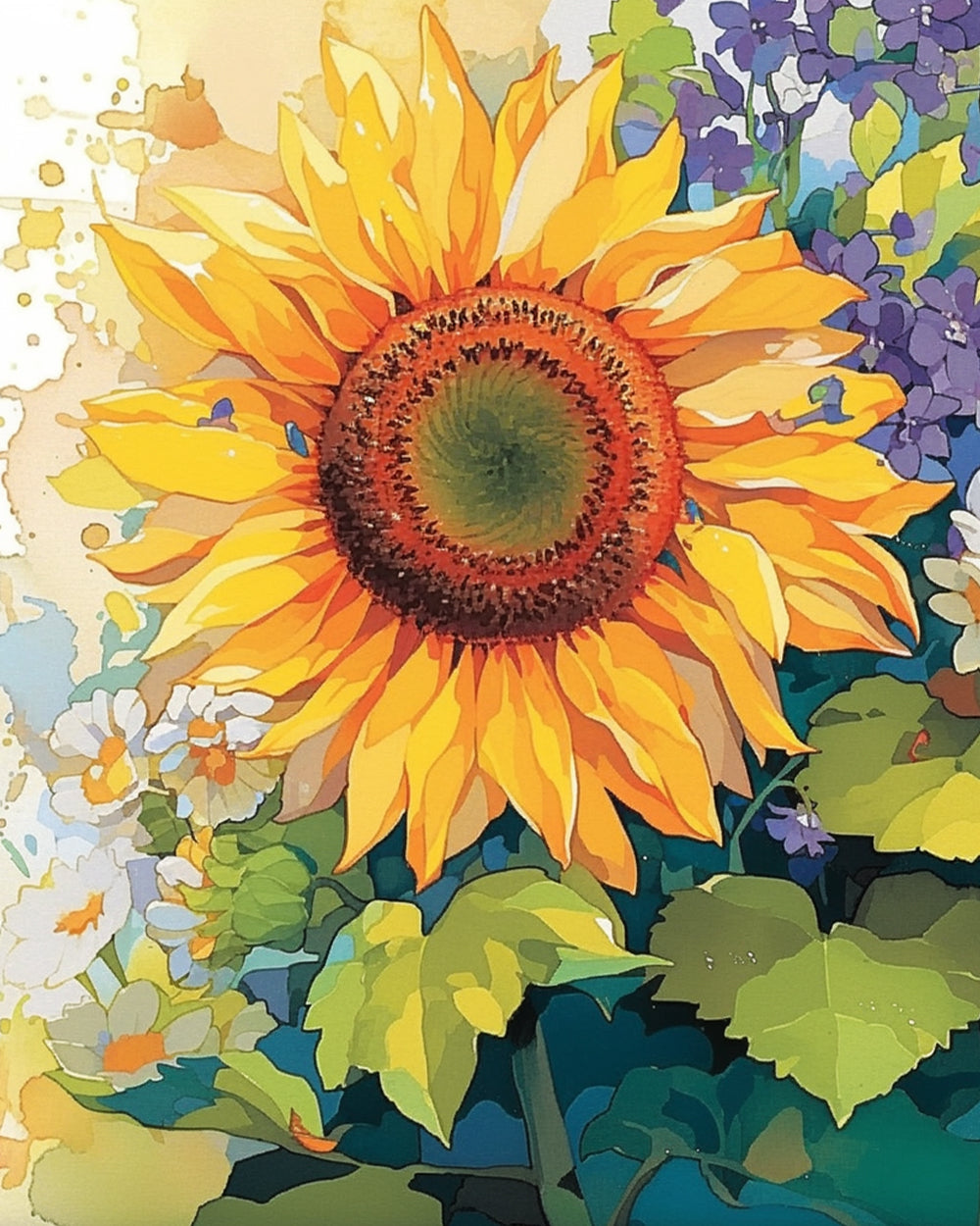 Huge bright sunflower cross stitch kit for beginners