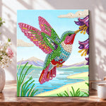 Hummingbird and wildflowers pearl diamond painting kit for beginners