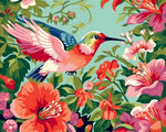 Hummingbird feeding on flowers cross stitch kit for beginners