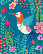 Hummingbird in floral jungle cross stitch kit for beginners