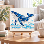 Humpback whale sea glass art kit displayed as seasonal home decor