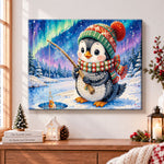 Ice‑fishing penguin pearl diamond painting kit for beginners