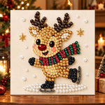 Ice‑skating little reindeer pearl diamond painting kit for beginners