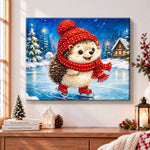 Ice‑skating winter hedgehog pearl diamond painting kit for beginners
