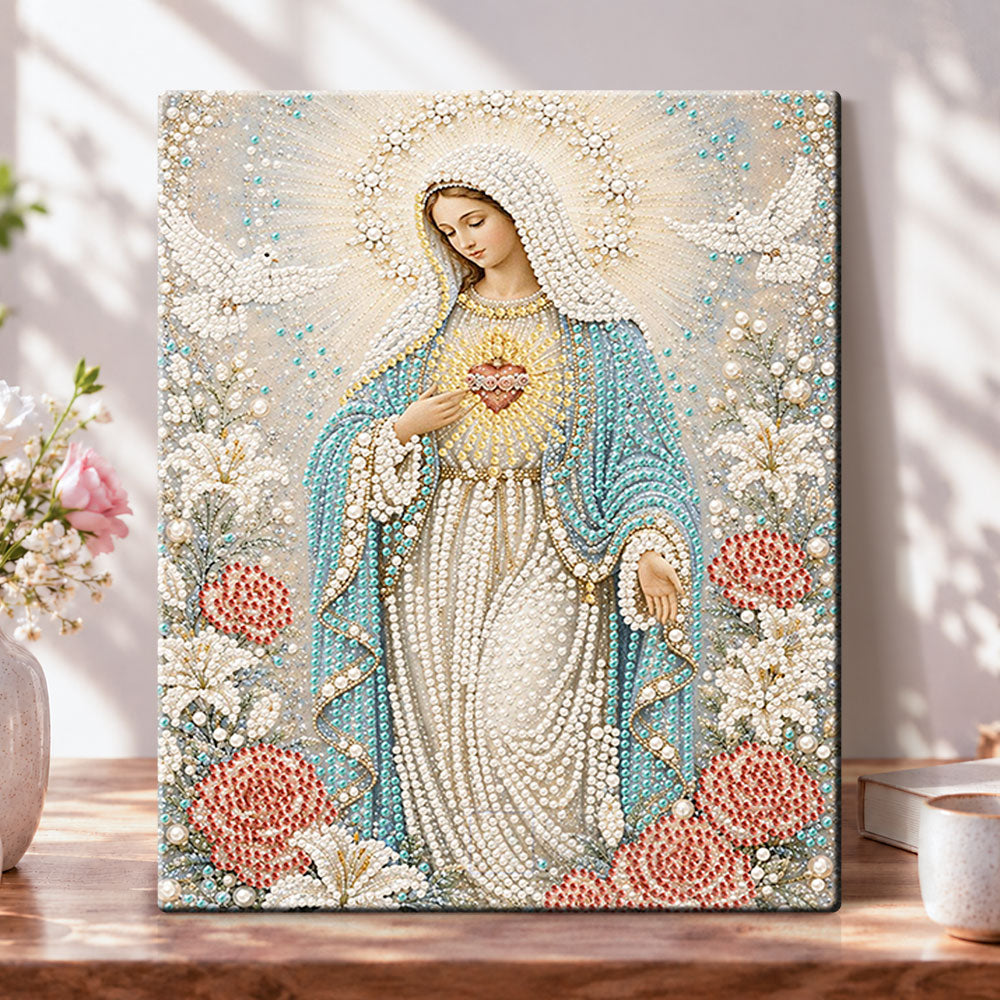Immaculate heart of mary pearl diamond painting kit for beginners