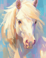 Impressionist white horse cross stitch kit for beginners