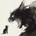 Ink art cat confrontation cross stitch kit for beginners