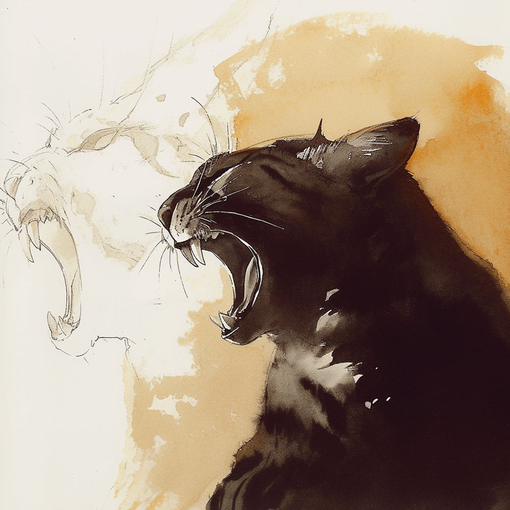 Ink roaring black cat cross stitch kit for beginners