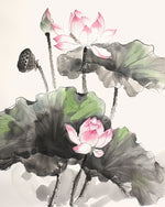 Ink wash lotus art cross stitch kit for beginners