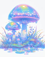 Iridescent dewy mushrooms cross stitch kit for beginners
