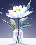 Iridescent white bloom cross stitch kit for beginners