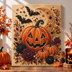 Jack‑o‑lantern and bats pearl diamond painting kit for beginners