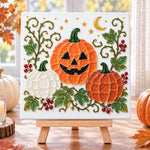 Jack o lantern sea glass art kit finished artwork on display