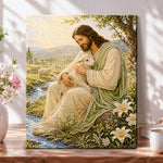 Jesus and the lamb pearl diamond painting kit for beginners