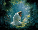 Jesus praying in the forest cross stitch kit for beginners