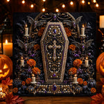 Jeweled coffin with bats pearl diamond painting kit for beginners