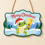 Jingle bell frog vibe paint by numbers door hanger finished design