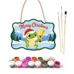 Jingle bell frog vibe paint by numbers door hanger with paints and brushes