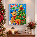 Finished jingle bells spirit pearl diamond painting artwork displayed as holiday home decor