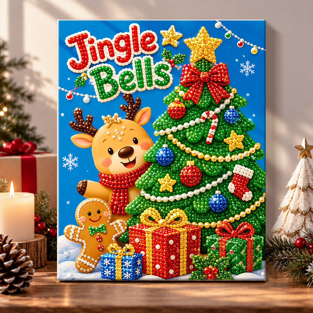 Jingle bells spirit pearl diamond painting kit for beginners
