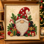 Jolly christmas gnome with gifts pearl diamond painting kit for beginners