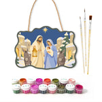 Journey to bethlehem paint by numbers door hanger with paints and brushes