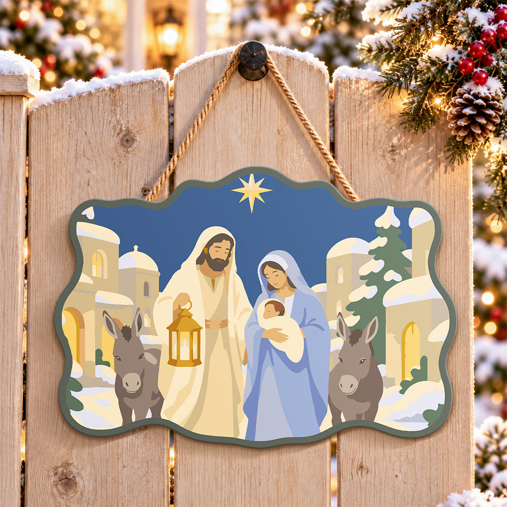 Journey to bethlehem paint by numbers door hanger on a garden gate