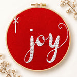 Joy christmas script embroidery kit