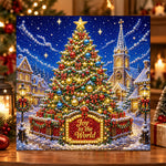 Joy to the world christmas tree pearl diamond painting kit for beginners