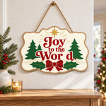 Joy to the world trees paint by numbers door hanger as indoor wall decor