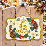 Joy to the world wreath paint by numbers door hanger on a garden gate