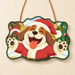 Joyful santa dog paint by numbers door hanger finished design