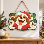 Joyful santa dog paint by numbers door hanger as indoor wall decor