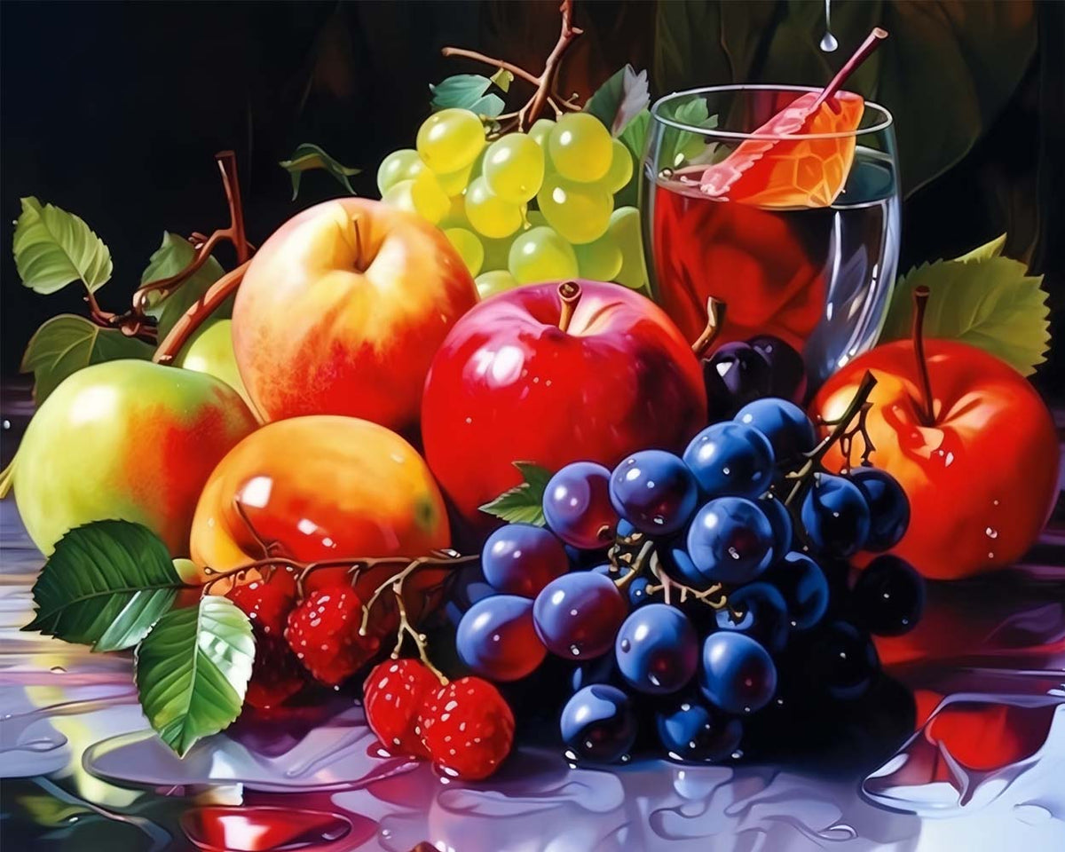 Juicy fruit still life cross stitch kit for beginners
