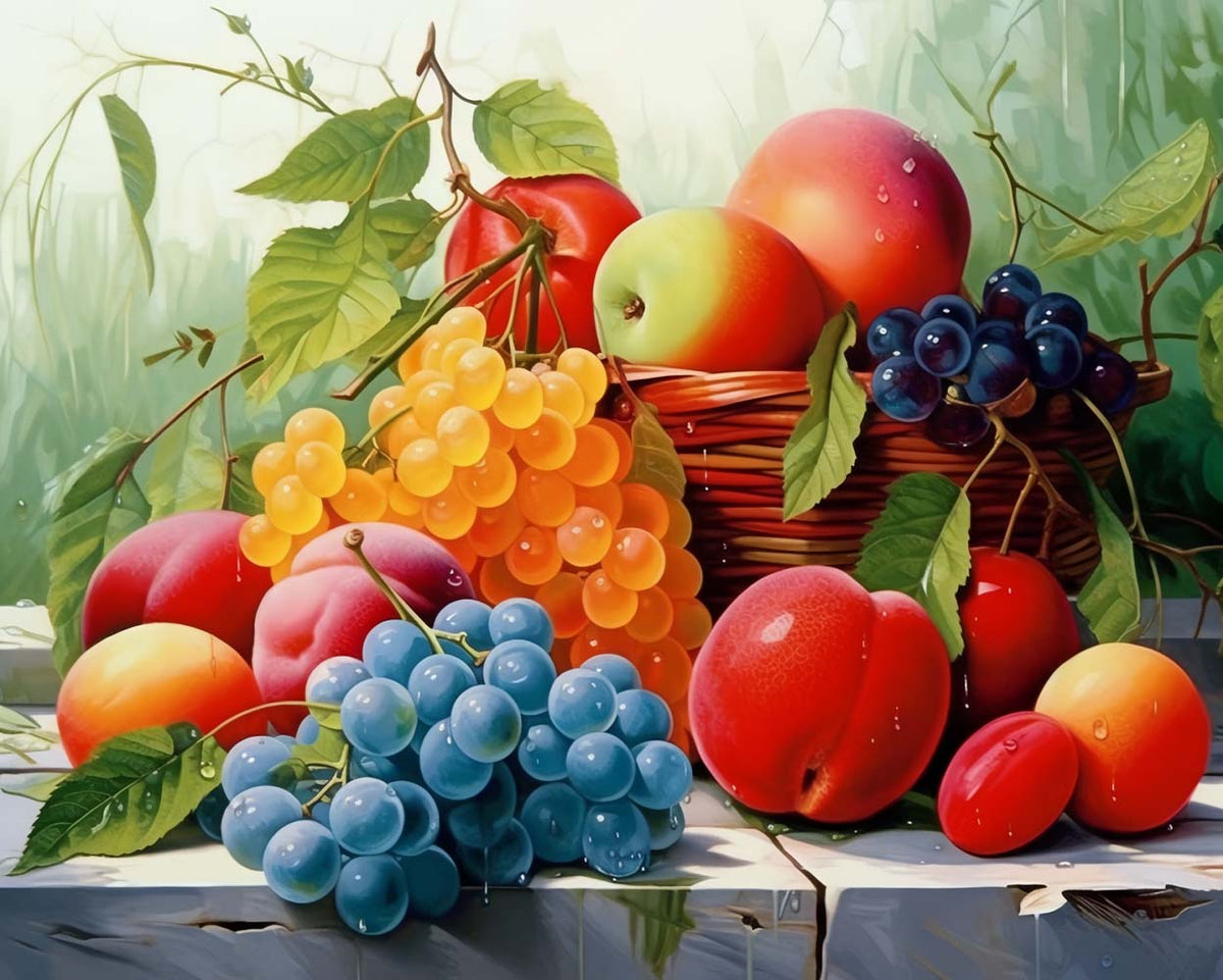 Juicy summer stone fruits cross stitch kit for beginners