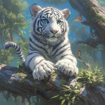 Jungle white tiger cub cross stitch kit for beginners