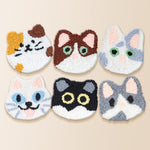 Kawaii chubby cats punch needle coaster kit finished handmade coasters