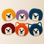 Kawaii hedgehogs and bears punch needle coaster kit finished handmade coasters