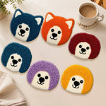 Kawaii hedgehogs and bears punch needle coasters used for home decoration