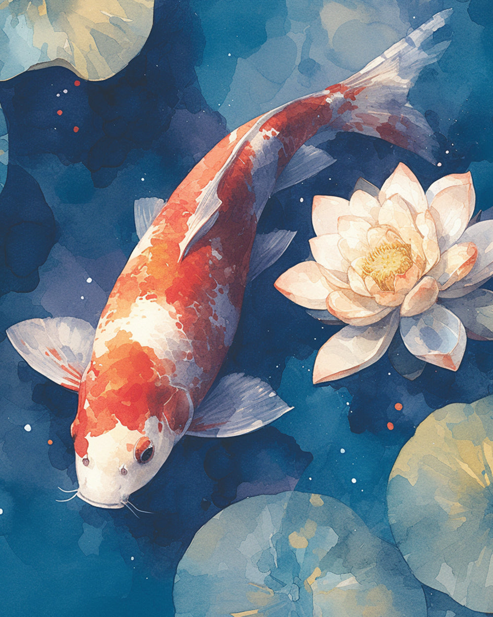 Koi fish and white lotus cross stitch kit for beginners