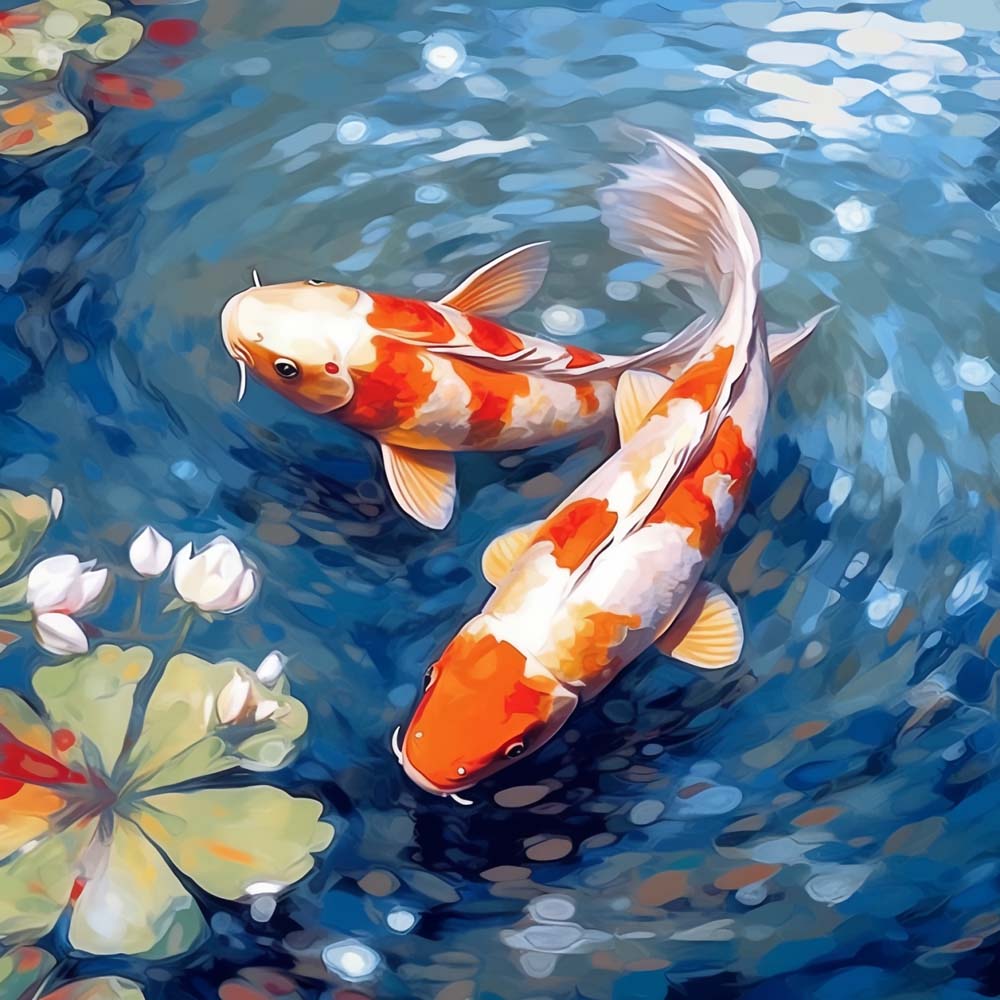 Koi fish with lotus cross stitch kit for beginners
