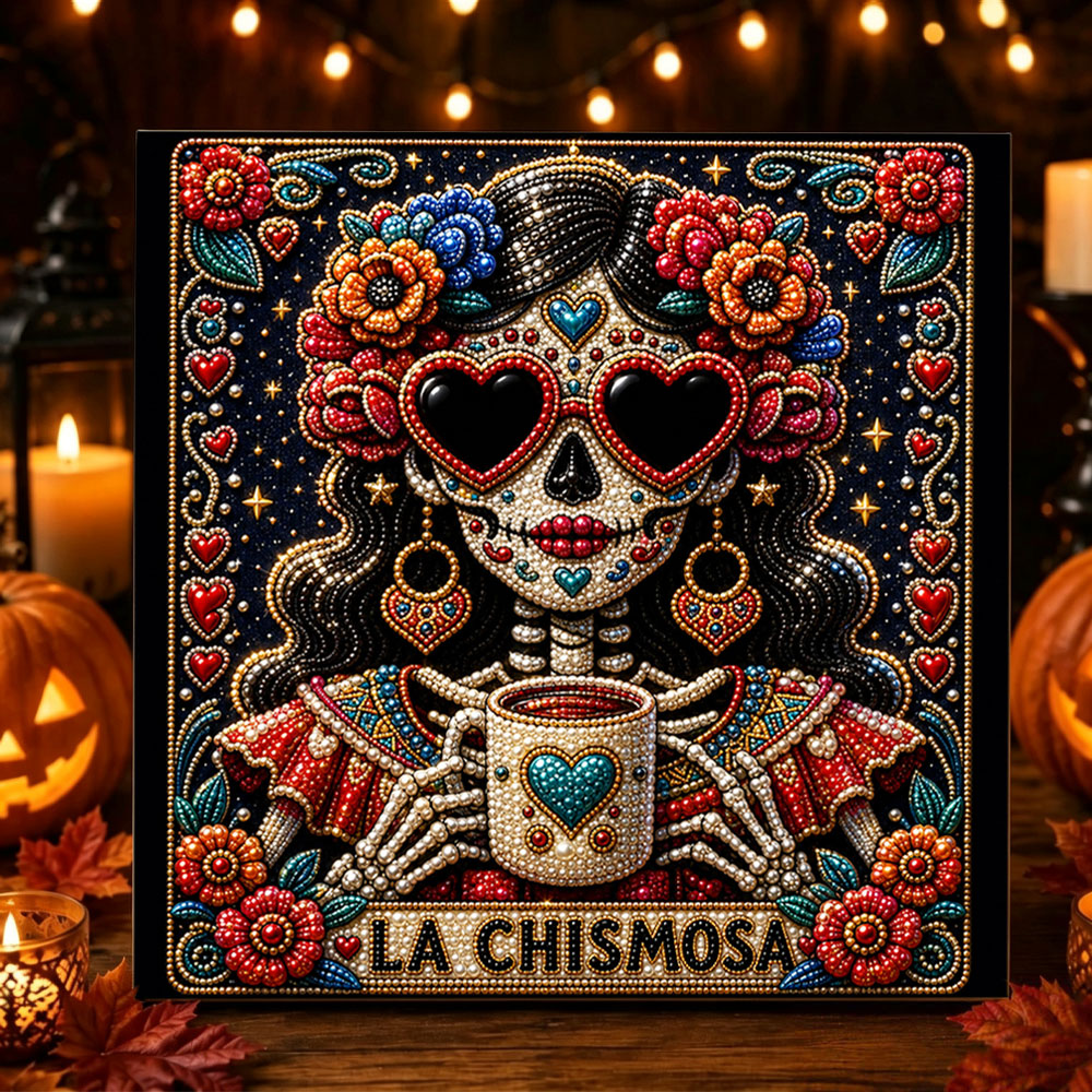 La chismosa sugar skull pearl diamond painting kit for beginners