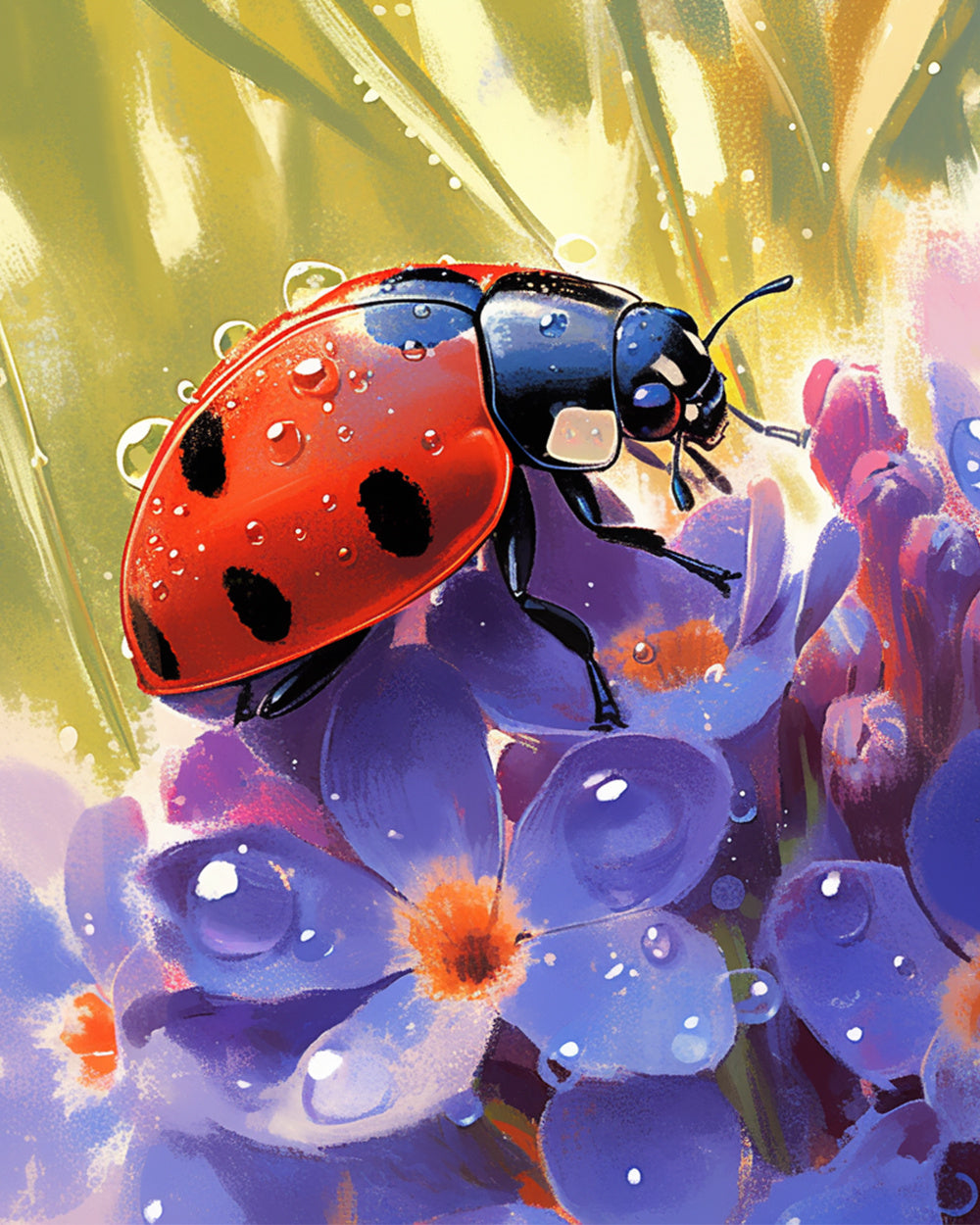 Ladybug on spring blooms cross stitch kit for beginners