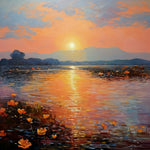 Lakeside sunset glow cross stitch kit for beginners