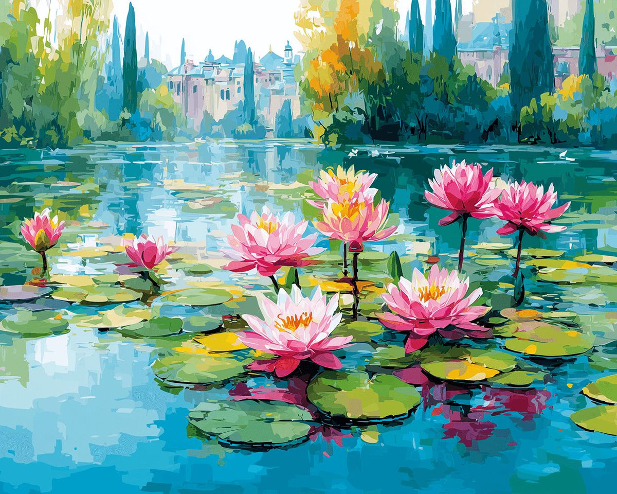 Lakeside water lily manor cross stitch kit for beginners