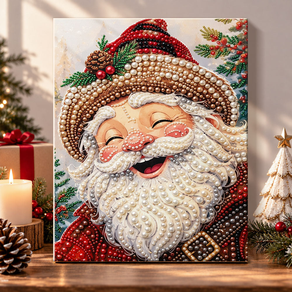Laughing santa claus pearl diamond painting kit for beginners