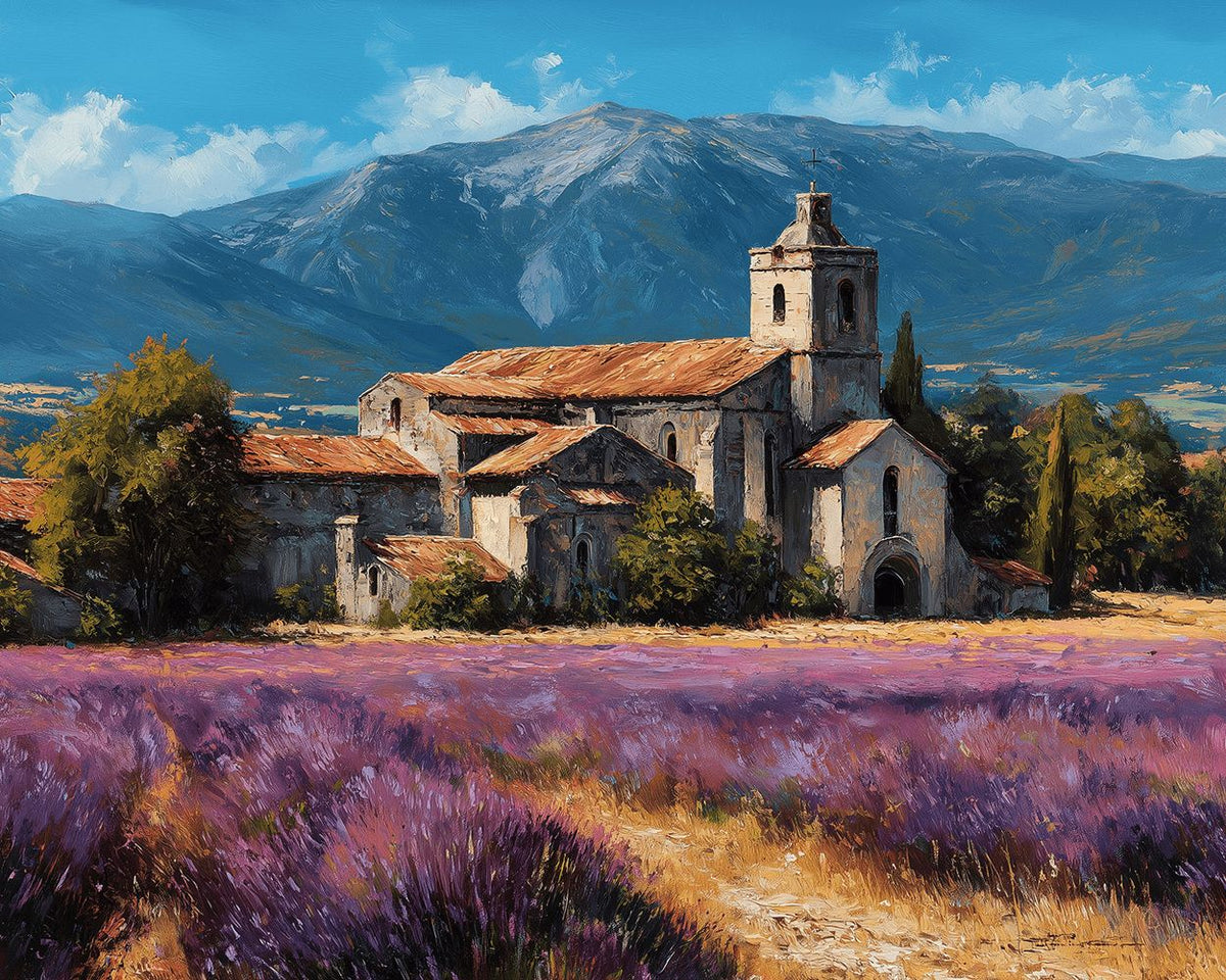 Lavender field old chapel cross stitch kit for beginners