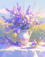 Lavender floral vase cross stitch kit for beginners