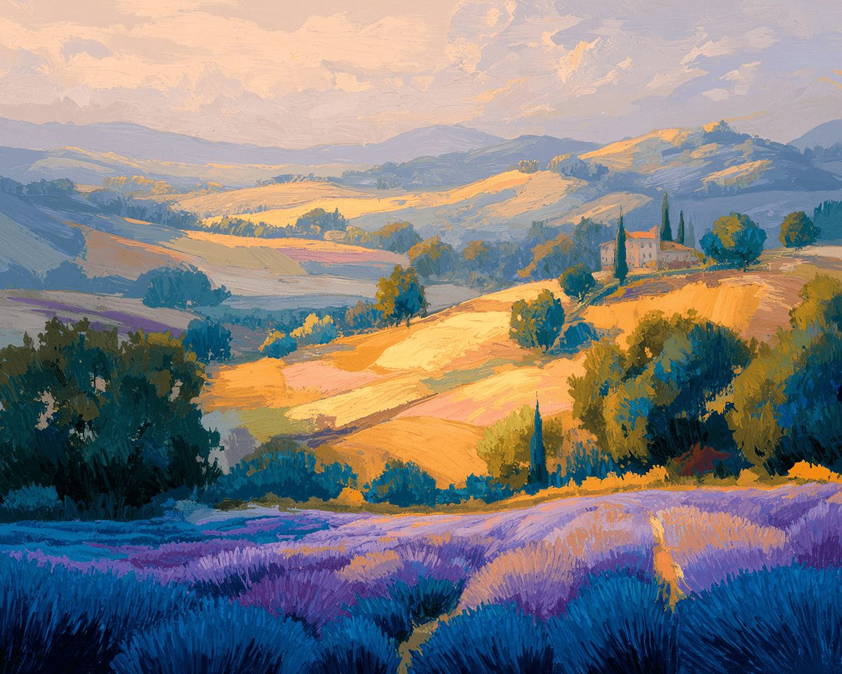Lavender golden hills cross stitch kit for beginners
